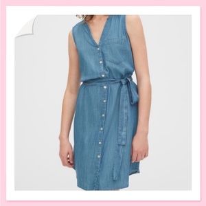GAP Shirt Dress Sleeveless Petite Tencel Denim